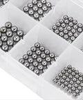 600 Pcs Stainless Steel Bearing Balls Set In 12 Metric Sizes From 1mm To 8mm For Bikes And Industrial Builds Corrosion Resistant Precision Mix Kit For Bearings Gears Sliders And DIY Machinery in trays