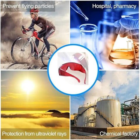 Anti Fog Dental Safety Glasses Ultra Lightweight Protective Eye Shields For Teeth Whitening Lights And Lab Work, red lens close-up