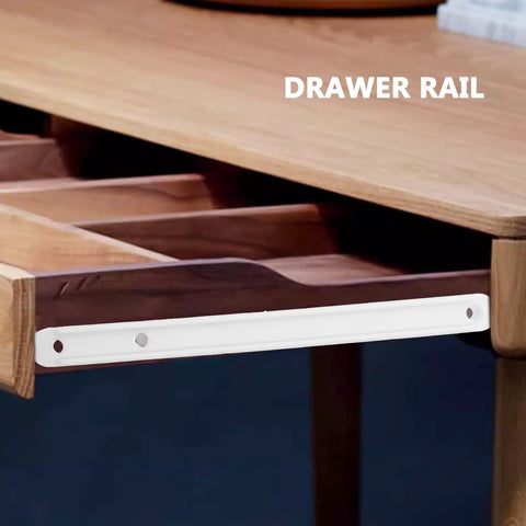 Two Pack 180mm Side Mount Drawer Slides White Cabinet Glides installed on wooden drawer, showcasing rail guide for dresser replacement.