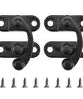 Two Pack Antique Black Hasp Latches With Alloy Swing Arm Clasp For Jewelry Boxes Cabinets And Tool Chests Old School Vintage Toggle Hook Lock With Mounting Screws Rust Resistant Matte Black Finish Durable Heavy Duty Hardware