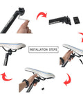 Installation steps for Extra Long 45cm Bike Seatpost With Micro Adjust Clamp for 27.2mm frame, saddle tilt adjustment