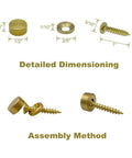 Detailed dimensioning and assembly methods for Eight Piece Dope Retro Brass Decorative Screws With Caps Set For Mirror Screws Upholstery Tacks And Thumb Tacks For Wall Hangings Fast Cap Wood Handcrafted Hardware Half Inch 12mm Gold Brass.