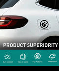 Badass Waterproof Reflective EV Charging Port Sticker Black Electric Plug Vinyl Decal on a white electric vehicle.