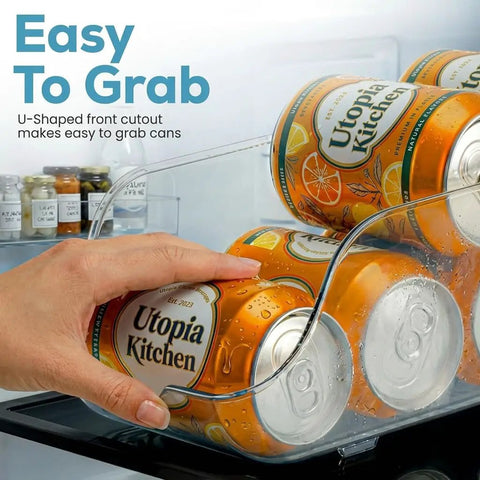 Soda Can Organizer And Dispenser For Fridge And Pantry Stackable 12 Oz Can Storage Bins clear in refrigerator with cans