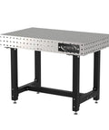 Hardcore Heavy Duty Steel Welding Fixture Table With Laser Cut Holes And Adjustable Levelers For Your Shop Rig And 48X30 Grind Ready Metal Fabrication Setup, 48x30 size, sturdy design.