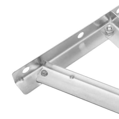 Close-up of Heavy Duty Mini Split AC Wall Mount Bracket With Foldable Design Beefed Up For Real Tough Mounting Supports Up To 441 Lbs riveted steel frame