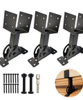 Beefy 3 Pack Roof Riser Brackets Kit With Adjustable Height For 4x4 Pergolas And Gazebos Black Powder Coated Steel Heavy Duty Riser Beams