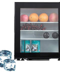 30 Liters Upright Freezer With Door Lock Compact Single Door Design Energy Efficient Chill Zone Clutch For Keeping Your Frozen Stash Frosty In Small Kitchen Or Office Spaces filled with fruits and drinks.