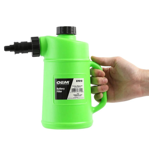 Battery Water Filler Jug With Auto Shutoff Nozzle 2 Liter Distilled Water Bottle For Lead Acid Batteries Spill Proof