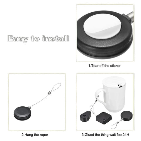 Secure Your TV And Remote Controls With These Retractable Cables That Feature Smooth Extension And Rock Solid Double Sided Adhesion To Keep Gear Locked Down Tight In A Black Two Pack Set installation steps.