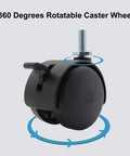 Roll Like A Dream 4 Pack Of 1.5 Inch M6 Threaded Stem Swivel Caster Wheels With Locking Brakes on a grey background.