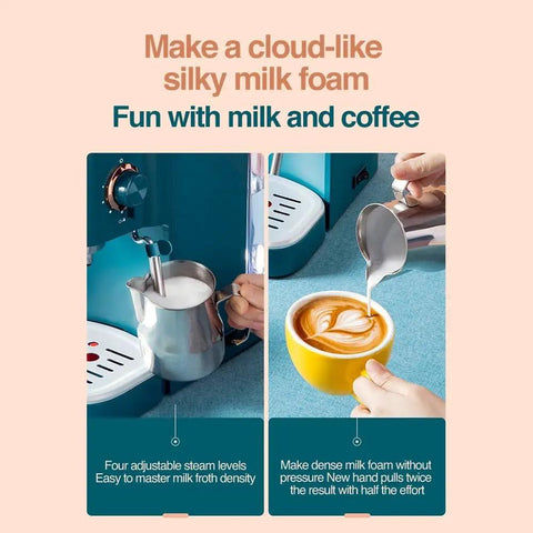 Deluxe Home Espresso Machine With Built-In Milk Frother, Semi-Auto Coffee Maker For Cappuccino And Latte, frothing milk