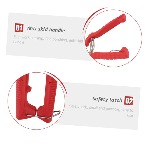 Two Pack Pruning Shears For Gardening Extendable Tree Pruner With Compact Design And Comfortable Handles, Anti Skid Grip, Lightweight Durable Garden Trimming Shears For Easy Pruning red handle and safety latch close-up