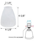 Replacement Glass Shade Bell Alabaster Transitional Style Two And One Eighth Inch Fitter Four Pack Easy Install For Light Fixtures Four And Five Eighths Inch High And Four And One Eighth Inch Diameter, dimensions and diagram shown