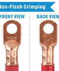 Heavy Duty Battery Cable Lug Crimping Tool For 1/0 2/0 3/0 4/0 AWG Lugs, copper wire crimp front and back view