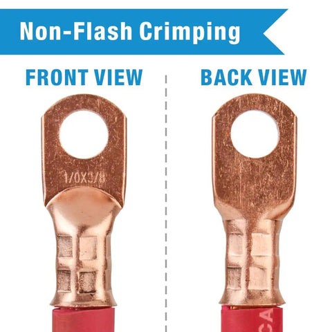 Heavy Duty Battery Cable Lug Crimping Tool For 1/0 2/0 3/0 4/0 AWG Lugs, copper wire crimp front and back view