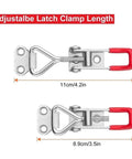 Tough As Nails Heavy Duty Adjustable Toggle Latch Made Of Stainless Steel For Cabinets Cases And Doors Rust Resistant Clamp With Stretch Screw Rod For Flexible Tension Works In Damp Marine And Outdoor Environments showing size options 11cm and 8.9cm.