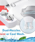 Fresh Water Bidet Toilet Seat Attachment With Dual Nozzles No More Wiping Easy Install Non Electric Adjustable Pressure