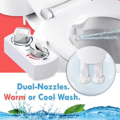 Fresh Water Bidet Toilet Seat Attachment With Dual Nozzles No More Wiping Easy Install Non Electric Adjustable Pressure