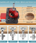 Tough As Nails 35mm Concealed Door Hinge Jig Drill Guide Template With Bulletproof Locking Clip for various hinge sizes.