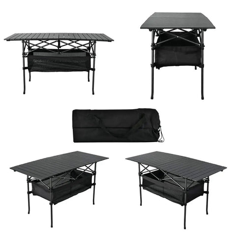 Lightweight Aluminum Folding Camping Table With Portable Roll Up Design For Outdoor Dining On The Go No Fuss Easy Setup 47 Inch By 22 Inch By 27 Inch Waterproof With Carrying Bag For Camping Beach Patio Picnic