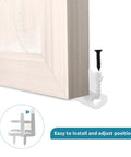 Close-up of Eight Piece White Sliding Closet Door Floor Guides For Bypass And Pocket Doors Made From Durable POM Material with screws.