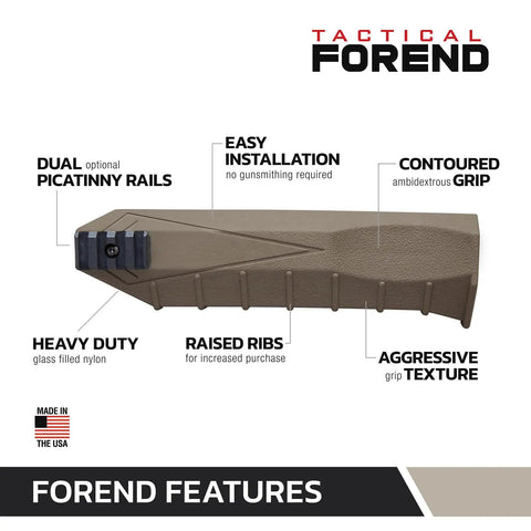 Ambidextrous Flash5 Buttstock And Forend Combo Pack For 12 Gauge Pump Action Shotguns in FDE with dual Picatinny rails