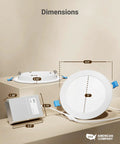 Dimensions of 4 Pack 6 Inch Ultra Slim LED Recessed Ceiling Lights Canless with Junction Box IC Rated Daylight 5000K Dimmable 14W ETL Listed