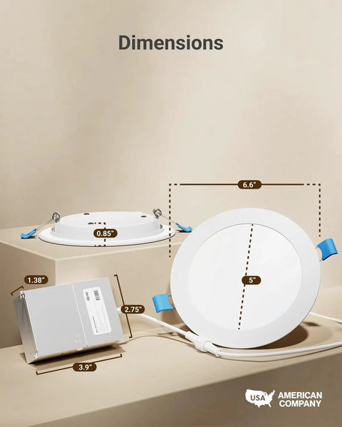 Dimensions of Snap Up These Kickass 6 Inch Canless Led Recessed Lights 2 Pack Ultra Slim Ic Rated Downlights Smooth White Trim.