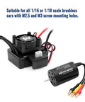 2435 Brushless Motor With 35A Waterproof ESC Combo Sensorless For 1/14 1/16 1/18 RC Cars And Trucks, 4800KV, industrial aluminum housing