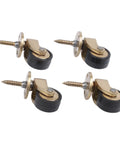 360° Silent Brass Furniture Casters 4-Pack Wheels 360° Silent with brass and black wheels, installed screws visible.