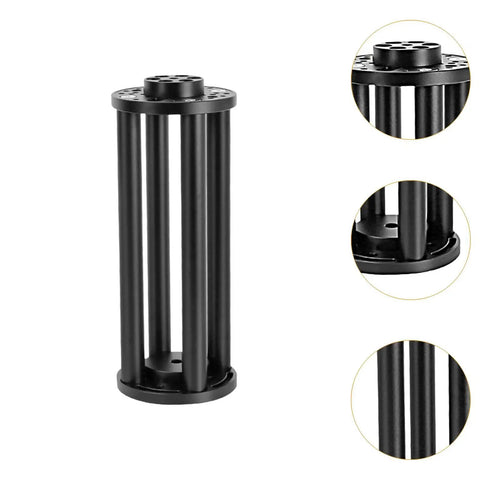 Equatorial Telescope Mount Extension Pole 300mm Metal Riser For EQ5 Mounts, black compact adapter shown from side and top angles.
