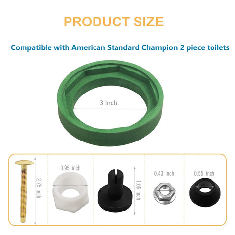 3 Inch Toilet Tank To Bowl Coupling Kit Fits Most Toilets With 3 Inch Flush Valve Openings Includes Gasket Bolts Nuts Black Lock Rings And Washers For A Tight Leak Free Tank To Bowl Connection gasket and components