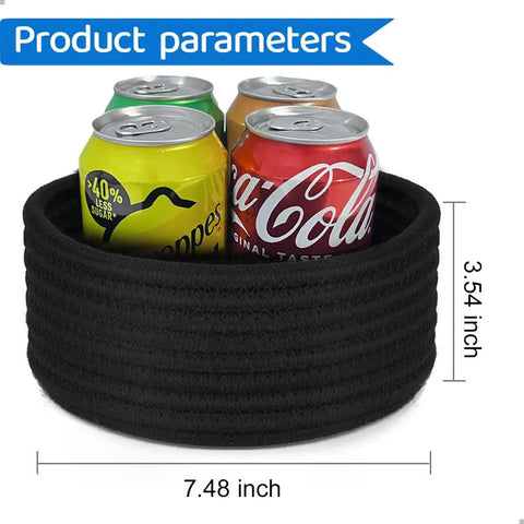 2 Pack Small Woven Storage Baskets, 7.5 Inch Round Cotton Bins For Organizing Jewelry, Desk Accessories And Baby Items, Perfect For Tiny Spaces, Durable Cotton Weave, Easy Access Desktop Or Vanity Organizers