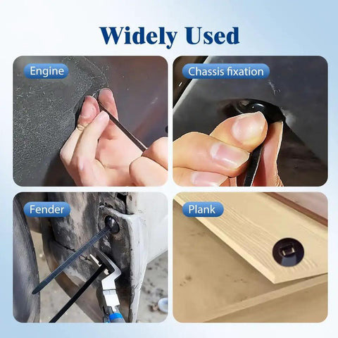 Universal Nylon Cable Tie Buckle Self Locking Zip Ties For Auto Body Panels And Bumpers in use on various surfaces