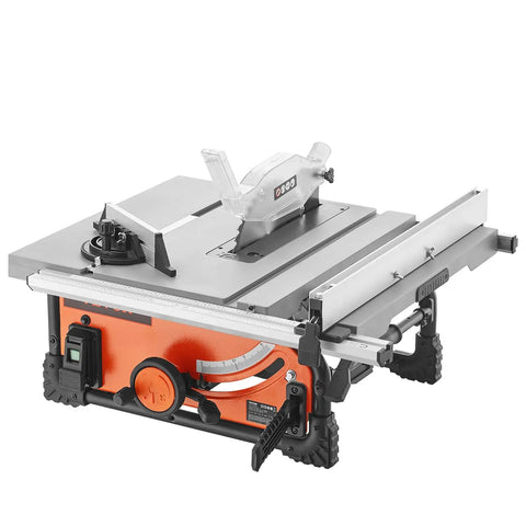 Rock Solid Portable Jobsite Table Saw Packing A Boss 15 Amp Motor And A Lightning Fast 4500 RPM Spin, showing precision blade and sturdy base.