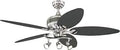 52 Inch Indoor LED Ceiling Fan With Light Kit And Combo Mount In Brushed Nickel Finish And Gun Metal Accents, Reversible Graphite And Weathered Maple Blades, Perfect For Big Rooms Up To 225 Sq Ft, Three GU Bulbs Included