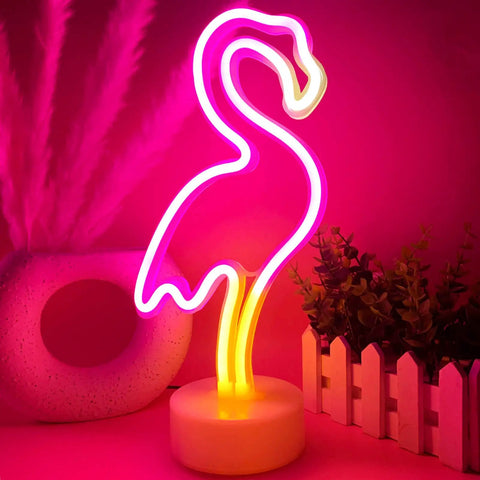 Pink Flamingo LED Neon Light Sign For Bedroom And Girls Room Decor USB Or Battery Powered Night Light On Stand Totally Cute Flamingo Neon Lamp With Warm Glow And Multicolor Accent Perfect Desk Or Tabletop Accent