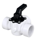 Three Way Pool Diverter Valve With Rotating Handle, 1.5 Inch ABS, direct or redirect water flow, white threaded ports