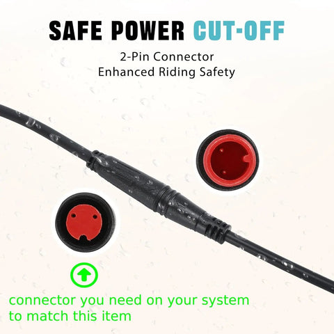 Electric Bike Brake Sensor Cable Universal 2 Pin Male Connector With Safety Cut Off Switch highlighting moisture-resistant housing