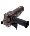 Heavy Hitting Pneumatic Air Angle Grinder Pumping 10000 RPM Kick For Rapid Material Removal Along With Lightweight Composite Shell and handle.