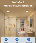 Bathroom with Four Pack 11 Inch Square LED Recessed Ceiling Light No Hassle 5CCT 2700K to 5000K Dimmable 24W 1920LM