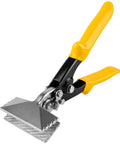 Rpeconu 3-Inch sheet metal hand seamer, yellow TPR handles, straight duckbill jaws, angled side view