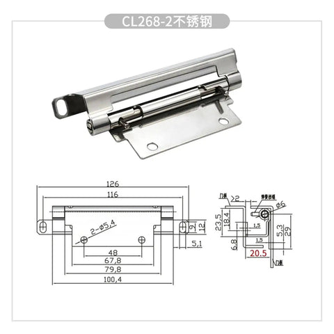 Built Tough Detachable Stainless Steel Cabinet Door Hinge With Carbon Steel Spring Hidden Folding Hinge For Industrial Cabinets