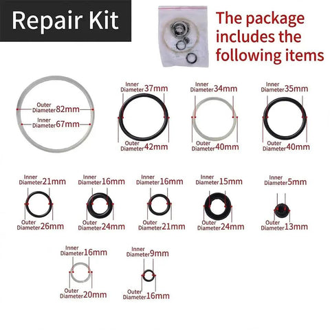 3 Ton Hydraulic Floor Jack Seal Kit 17Pcs O Ring Oil Filler Plug Replacement Seals Rubber Sealing Rings with size dimensions