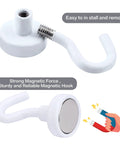 Heavy Duty Magnetic Hooks 30 Lbs Capacity 10 Pack Industrial Grade Rare Earth Magnets, hook close-up and detached view for versatile use