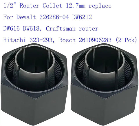 Half Inch Router Collet 12.7mm Replacement 2 Pack for Dewalt Bosch routers
