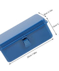 Built Tough Heavy Duty Metal Tool Box With Reinforced Body And Secure Locking Latch, blue, dimensions 20cm x 8cm x 13cm, portable storage.