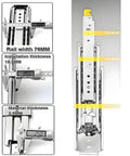 Detailed measurements of 62 Inch Beefy Heavy Duty Drawer Slides With Lock And Full Extension Ball Bearing Rails, 500 Lb Capacity
