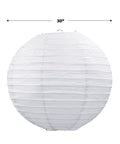 Two Jumbo White Paper Lanterns, 30 Inch Diameter, Assembly Required, Durable White Paper With Metal Supports Inside